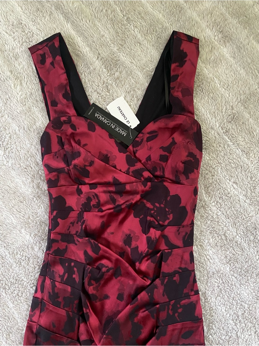le chateau Red and Black Floral Formal Dress